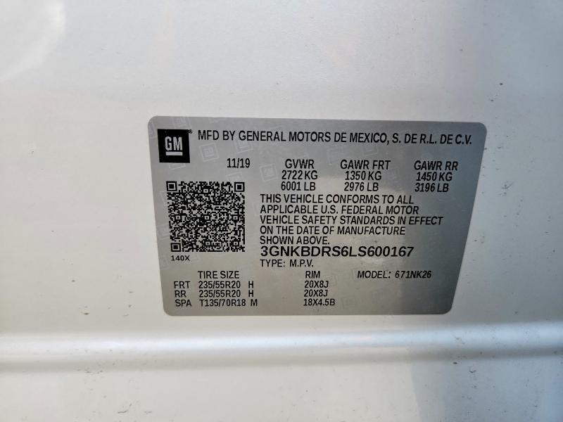 2020 Chevrolet Blazer მანქანა იყიდება აუქციონზე, vin: 3GNKBDRS6LS600167, აუქციონის ნომერი: 51466056