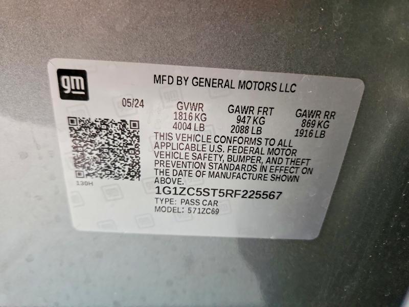 50442206 :رقم المزاد ، 1G1ZC5ST5RF225567 vin ، 2024 Chev Malibu مزاد بيع