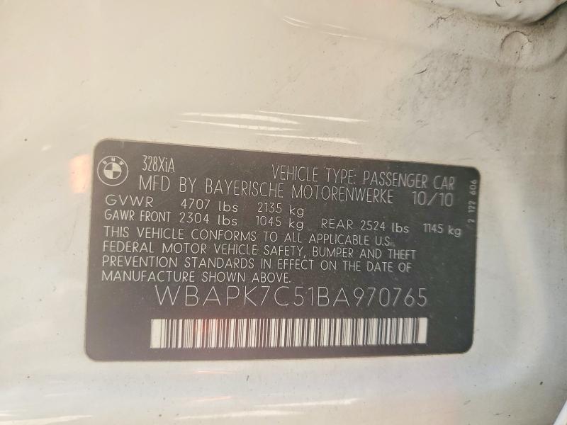 49251616 :رقم المزاد ، WBAPK7C51BA970765 vin ، 2011 Bmw Motorrad 328 مزاد بيع