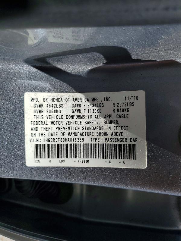 Aukcja sprzedaży 2017 Honda Accord, vin: 1HGCR3F80HA016269, numer aukcji: 49822426