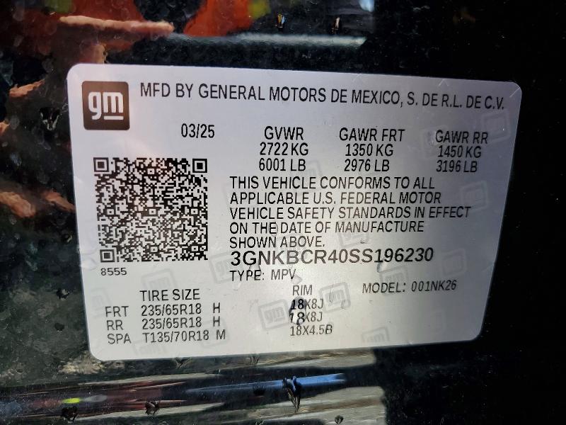 Продаж на аукціоні авто 2025 Chevrolet Blazer, vin: 3GNKBCR40SS196230, номер лоту: 50913506