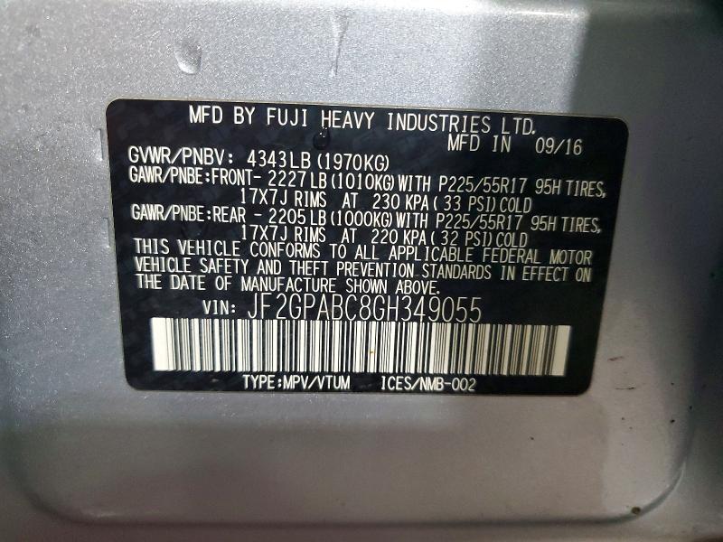 Продаж на аукціоні авто 2016 Subaru Crosstrek, vin: JF2GPABC8GH349055, номер лоту: 51455326