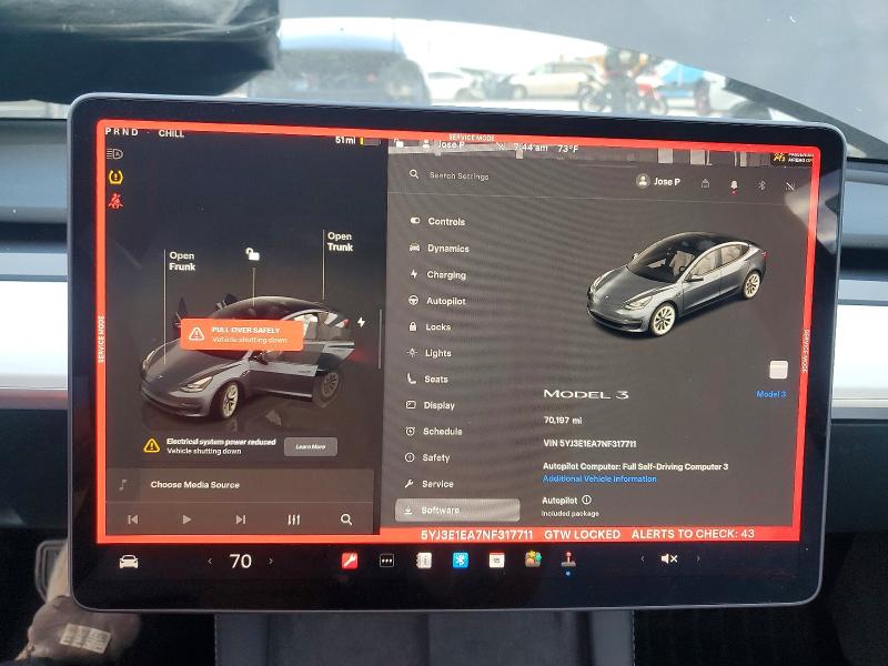 2022 Tesla Model 3 მანქანა იყიდება აუქციონზე, vin: 5YJ3E1EA7NF317711, აუქციონის ნომერი: 49900356
