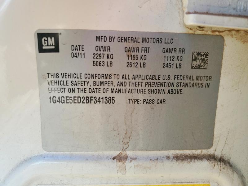 50750596 :رقم المزاد ، 1G4GE5ED2BF341386 vin ، 2011 Buick Lacrosse مزاد بيع