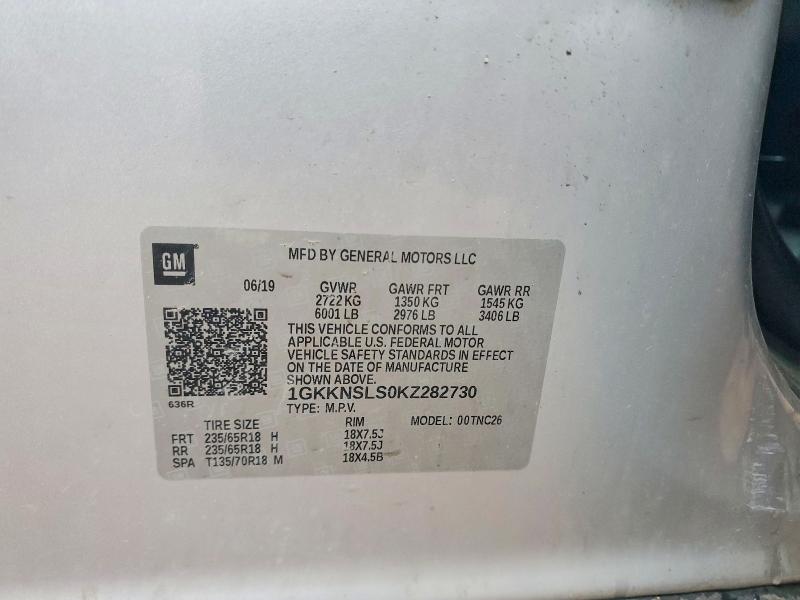 Aukcja sprzedaży 2019 Gmc Acadia, vin: 1GKKNSLS0KZ282730, numer aukcji: 51543956