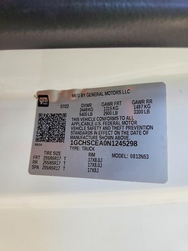Aukcja sprzedaży 2022 Chevrolet Colorado, vin: 1GCHSCEA0N1245298, numer aukcji: 48625476