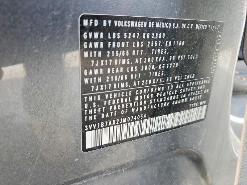 51301056 :رقم المزاد ، 3VV1B7AX2JM074054 vin ، 2018 Volkswagen Tiguan مزاد بيع