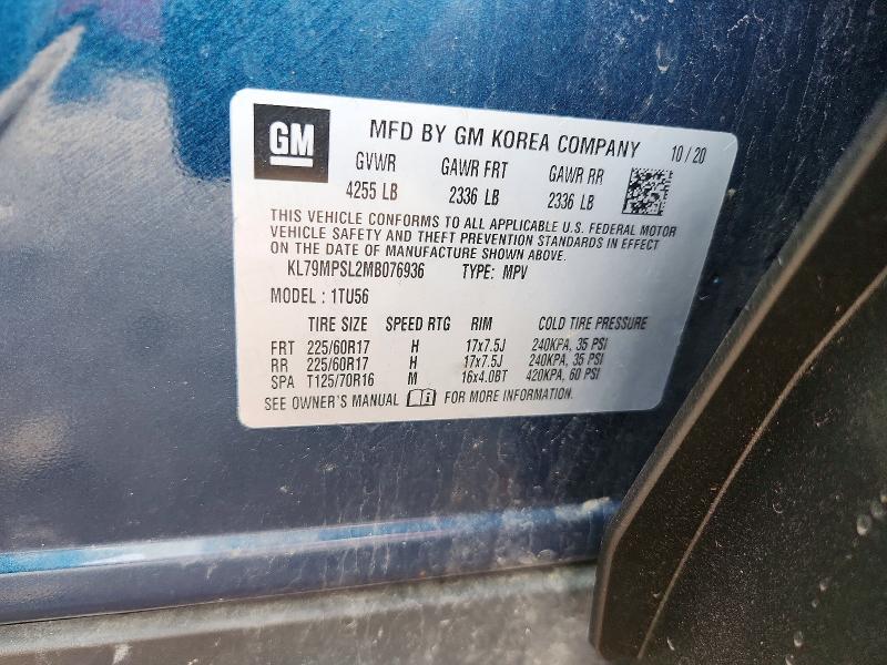 49855096 :رقم المزاد ، KL79MPSL2MB076936 vin ، 2021 Chevrolet Trailblazer مزاد بيع