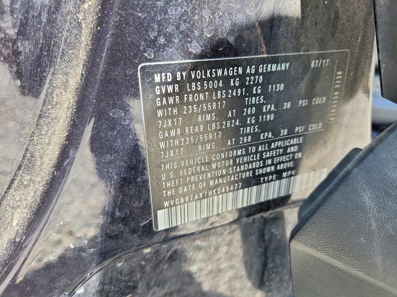 2017 Volkswagen Tiguan მანქანა იყიდება აუქციონზე, vin: WVGBV7AX7HK045477, აუქციონის ნომერი: 50529356