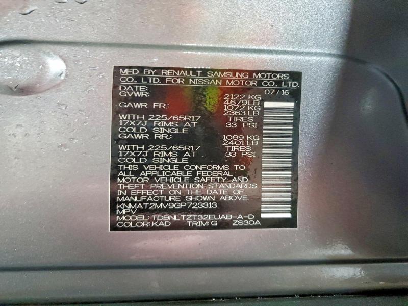 Aukcja sprzedaży 2016 Nissan Rogue, vin: KNMAT2MV9GP723313, numer aukcji: 48457686