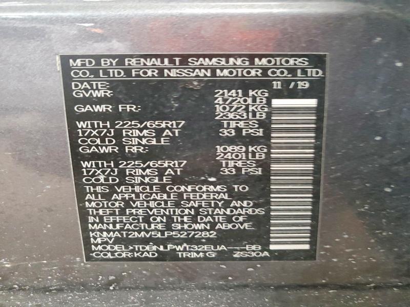 Aukcja sprzedaży 2020 Nissan Rogue, vin: KNMAT2MV5LP527282, numer aukcji: 48265036