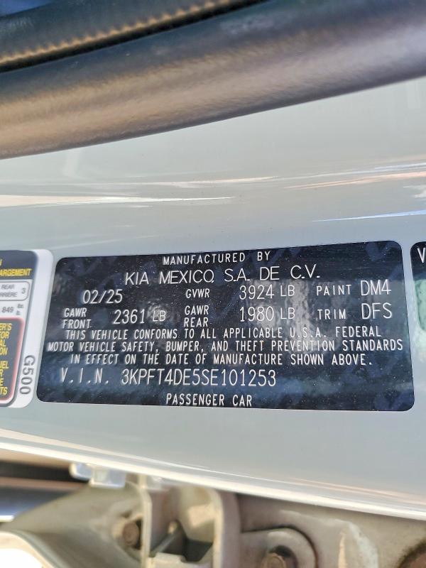 Aukcja sprzedaży 2025 Kia K4, vin: 3KPFT4DE5SE101253, numer aukcji: 48981056
