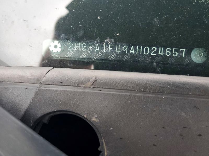 2010 Honda Civic Dx-g 4dr მანქანა იყიდება აუქციონზე, vin: 2HGFA1F49AH024657, აუქციონის ნომერი: 41979656