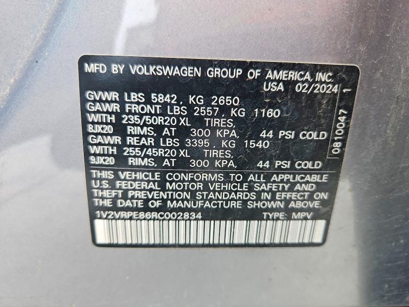 51000326 :رقم المزاد ، 1V2VRPE86RC002834 vin ، 2024 Volkswagen Id.4 مزاد بيع