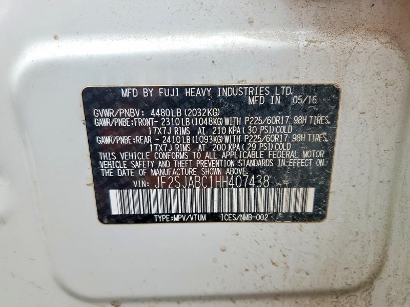 Aukcja sprzedaży 2017 Subaru Forester, vin: JF2SJABC1HH407438, numer aukcji: 51429086