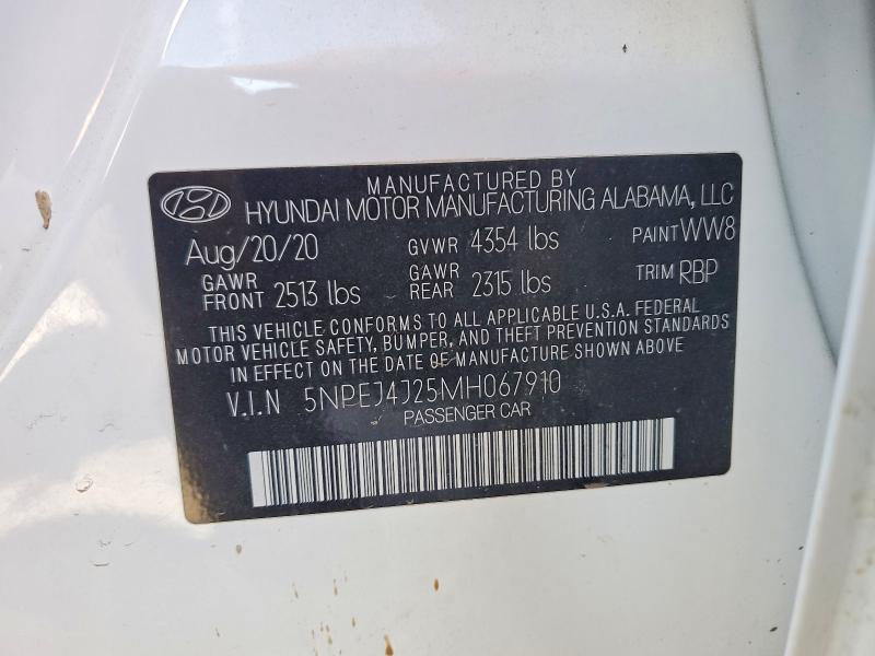 2021 Hyundai Sonata მანქანა იყიდება აუქციონზე, vin: 5NPEJ4J25MH067910, აუქციონის ნომერი: 50624826