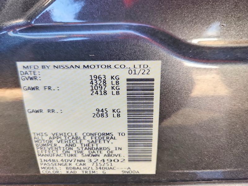 Aukcja sprzedaży 2022 Nissan Altima, vin: 1N4BL4DV7NN324902, numer aukcji: 50771826