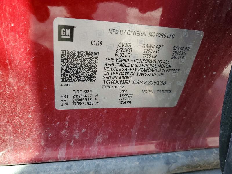 Aukcja sprzedaży 2019 Gmc Acadia, vin: 1GKKNRLA3KZ205138, numer aukcji: 60883706
