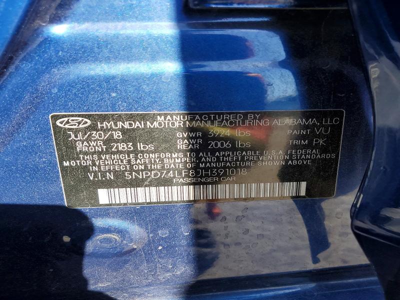 Aukcja sprzedaży 2018 Hyundai Elantra, vin: 5NPD74LF8JH391018, numer aukcji: 49111566