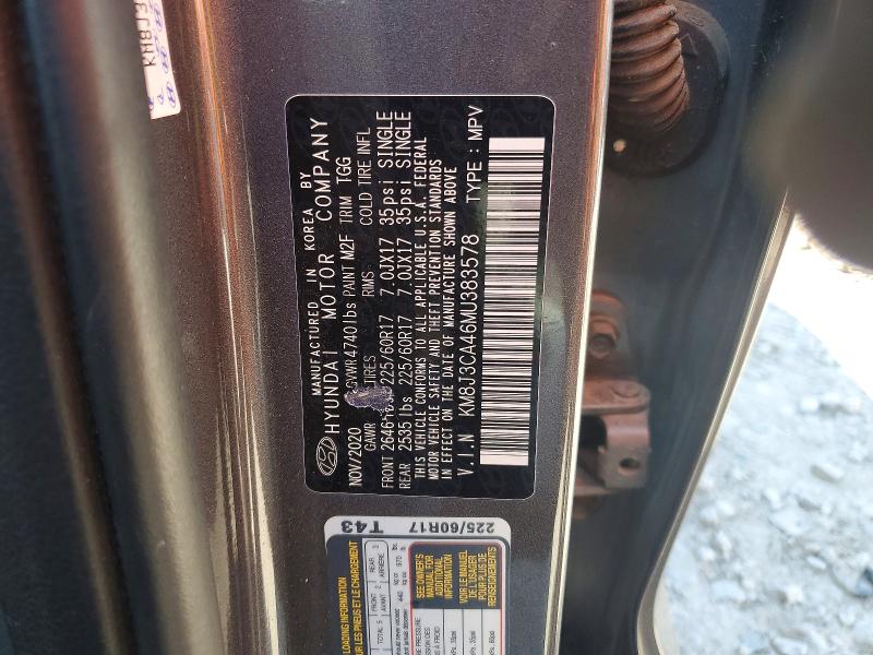 49225766 :رقم المزاد ، KM8J3CA46MU383578 vin ، 2021 Hyundai Tucson مزاد بيع