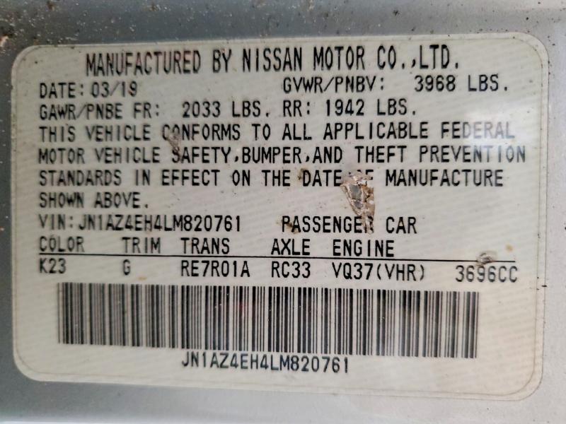 Продажа на аукционе авто 2020 Nissan 370z, vin: JN1AZ4EH4LM820761, номер лота: 48771086
