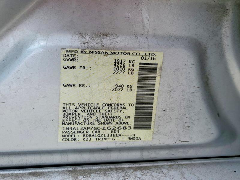 Aukcja sprzedaży 2016 Nissan Altima, vin: 1N4AL3AP7GC162683, numer aukcji: 48288506