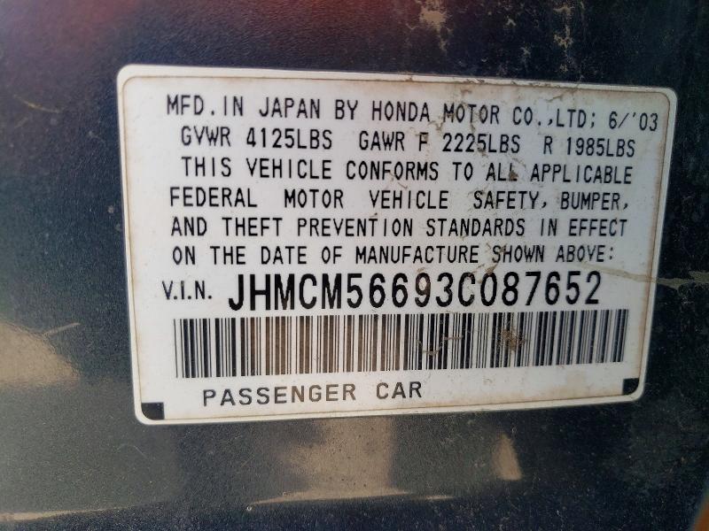 48522626 :رقم المزاد ، JHMCM56693C087652 vin ، 2003 Honda Accord مزاد بيع