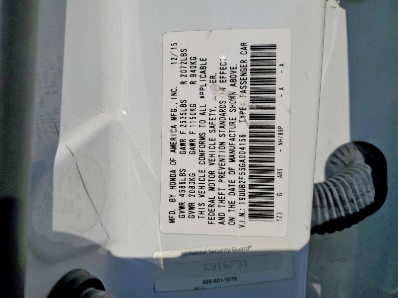 2016 Acura Tlx მანქანა იყიდება აუქციონზე, vin: 19UUB2F55GA004156, აუქციონის ნომერი: 50582076