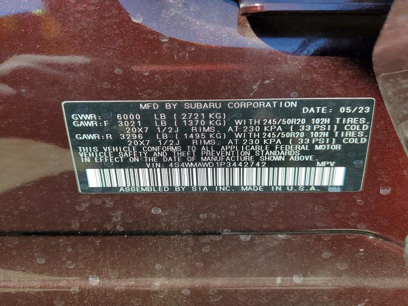 Aukcja sprzedaży 2023 Subaru Ascent, vin: 4S4WMAWD1P3442742, numer aukcji: 50109906