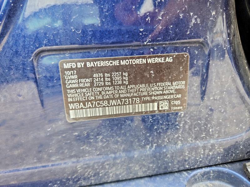 51308076 :رقم المزاد ، WBAJA7C58JWA73178 vin ، 2018 Bmw 530 مزاد بيع