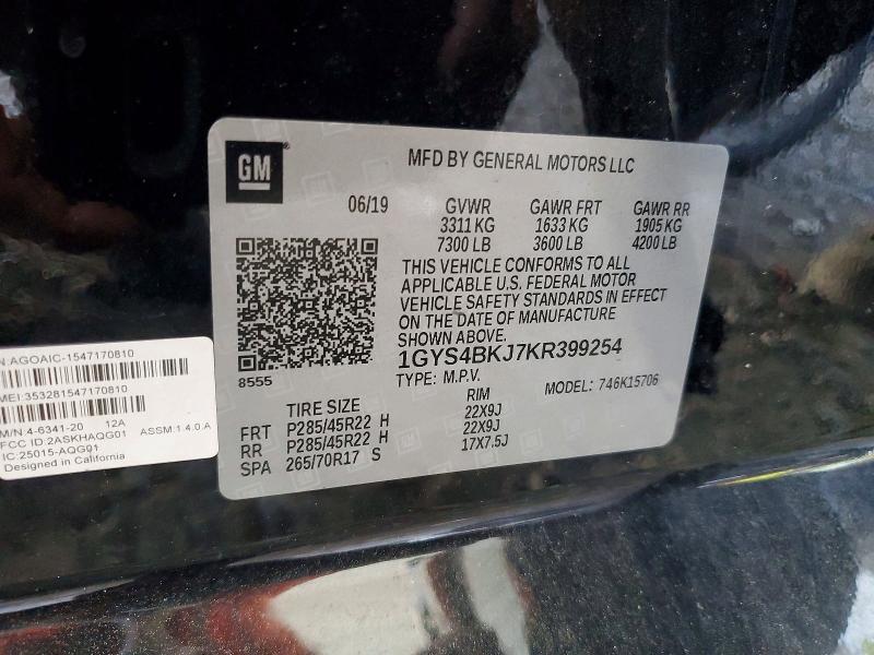Продаж на аукціоні авто 2019 Cadillac Escalade, vin: 1GYS4BKJ7KR399254, номер лоту: 46766426