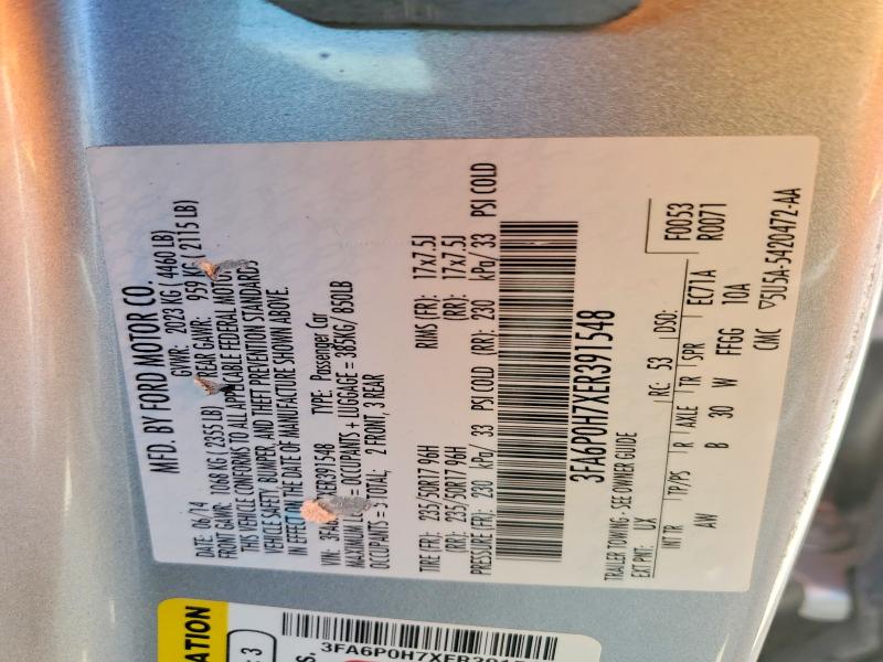 Продажа на аукционе авто 2014 Ford Fusion, vin: 3FA6P0H7XER391548, номер лота: 50347586