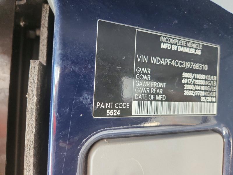 Aukcja sprzedaży 2018 Mercedes Benz Sprinter, vin: WDAPF4CC3J9768310, numer aukcji: 50320086
