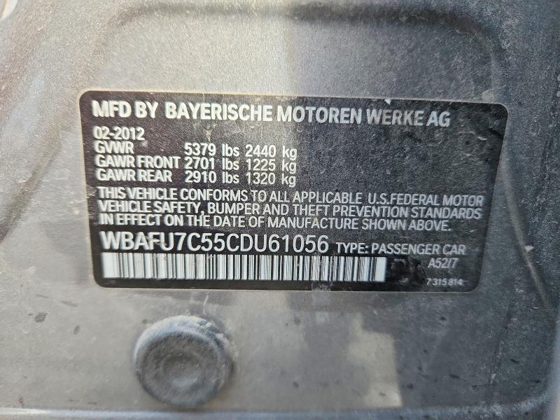 Продаж на аукціоні авто 2012 Bmw 535, vin: WBAFU7C55CDU61056, номер лоту: 49624676