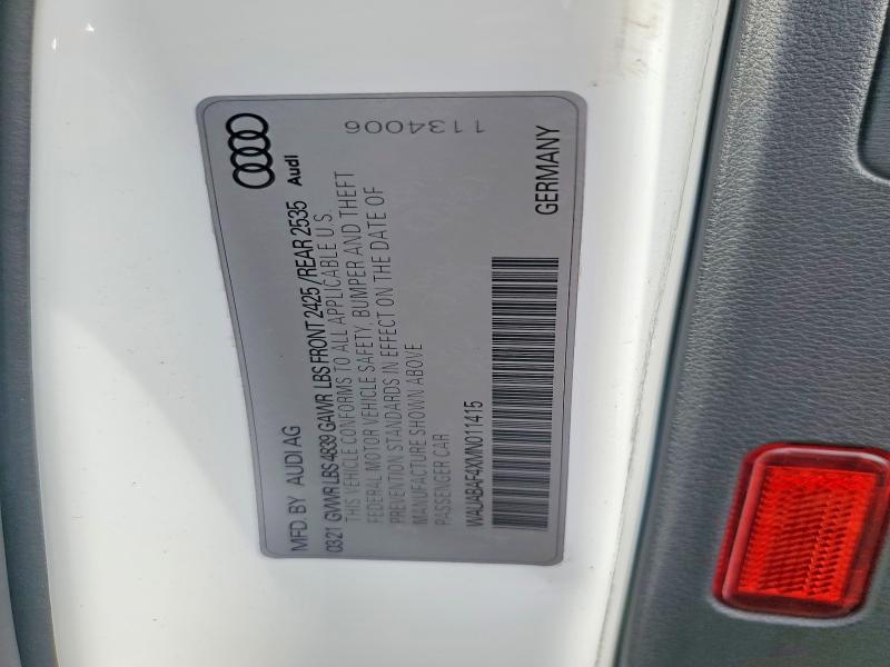 49311086 :رقم المزاد ، WAUABAF4XMN011415 vin ، 2021 Audi A4 مزاد بيع