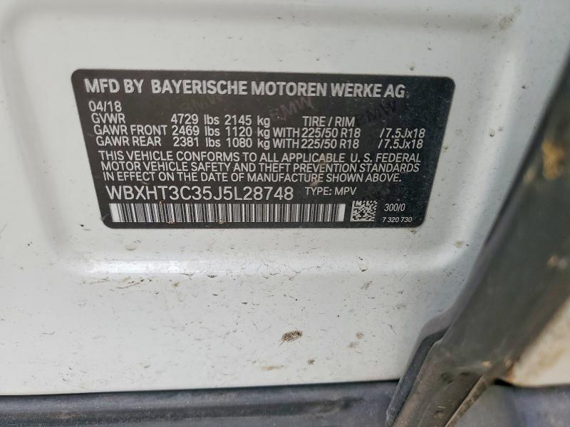 2018 Bmw X1 მანქანა იყიდება აუქციონზე, vin: WBXHT3C35J5L28748, აუქციონის ნომერი: 49499976