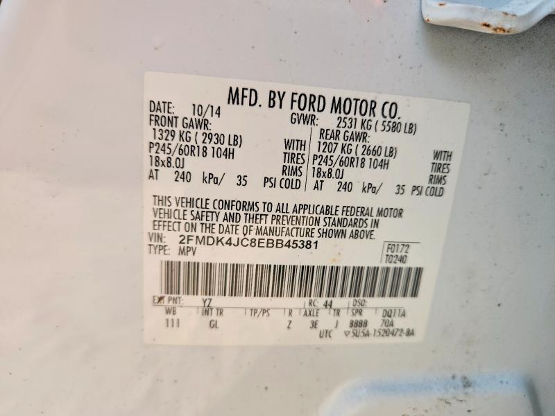 Продажа на аукционе авто 2014 Ford Edge, vin: 2FMDK4JC8EBB45381, номер лота: 48427396