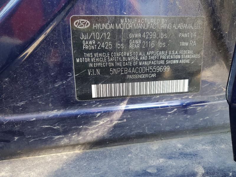 Aukcja sprzedaży 2013 Hyundai Sonata, vin: 5NPEB4AC0DH559699, numer aukcji: 50707316