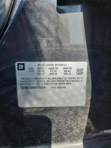 2017 Chevrolet Cruze მანქანა იყიდება აუქციონზე, vin: 1G1BE5SM3H7184546, აუქციონის ნომერი: 49893426