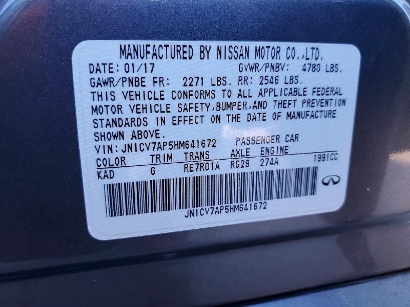 Продаж на аукціоні авто 2017 Infiniti Q50, vin: JN1CV7AP5HM641672, номер лоту: 48965226