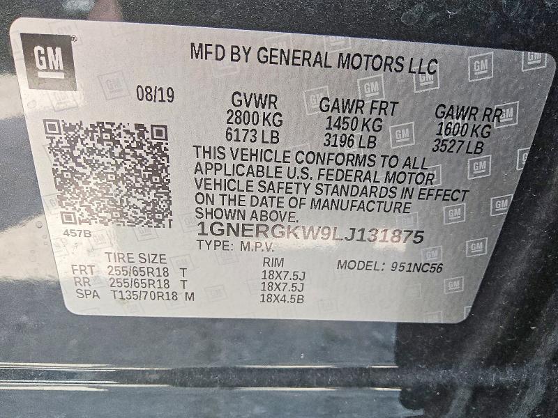 2020 Chevrolet Traverse მანქანა იყიდება აუქციონზე, vin: 1GNERGKW9LJ131875, აუქციონის ნომერი: 51423156