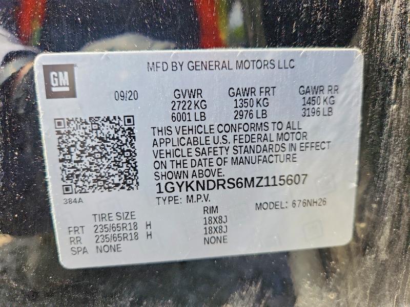 49895396 :رقم المزاد ، 1GYKNDRS6MZ115607 vin ، 2021 Cadillac Xt5 مزاد بيع