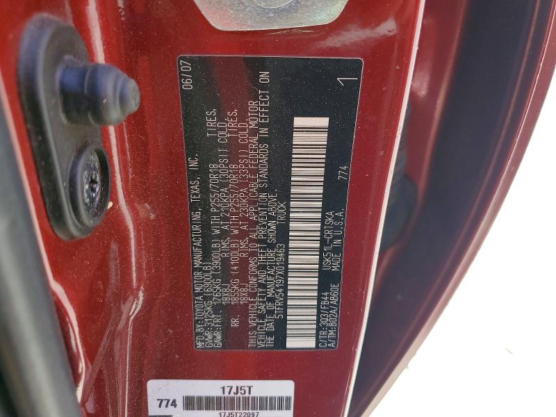 Продажа на аукционе авто 2007 Toyota Tun Crmax 4x4 Ltd, vin: 5TFRV54197X019463, номер лота: 49599936