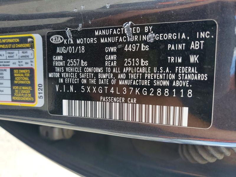 Aukcja sprzedaży 2019 Kia Optima, vin: 5XXGT4L37KG288118, numer aukcji: 49552086