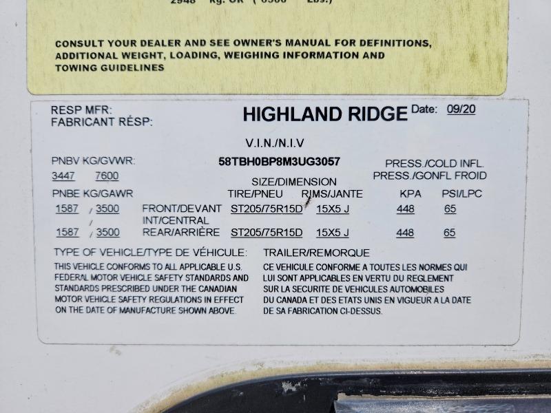 2021 Highland Ridge Open Range მანქანა იყიდება აუქციონზე, vin: 58TBH0BP8M3UG3057, აუქციონის ნომერი: 51610566