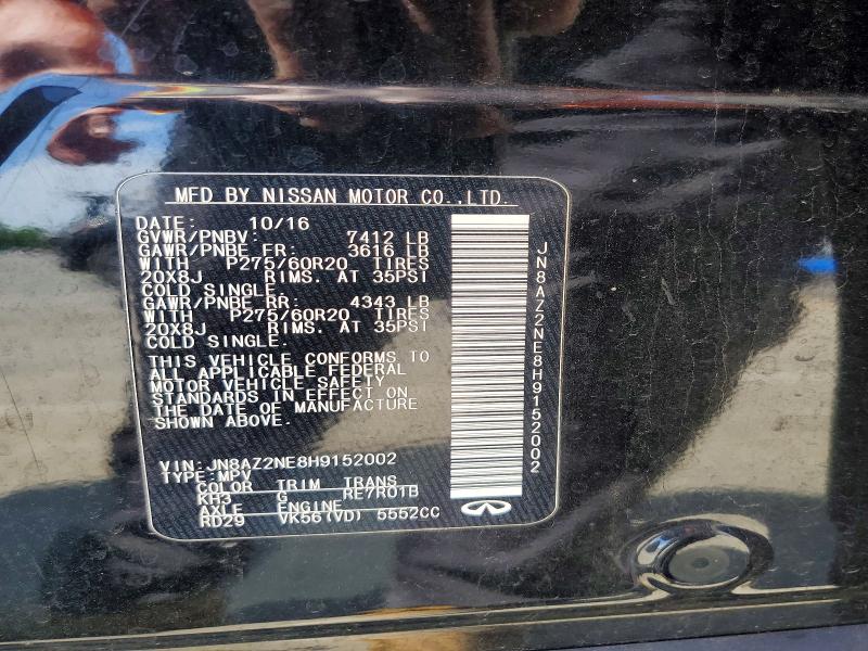 Aukcja sprzedaży 2017 Infiniti Qx80, vin: JN8AZ2NE8H9152002, numer aukcji: 50493316