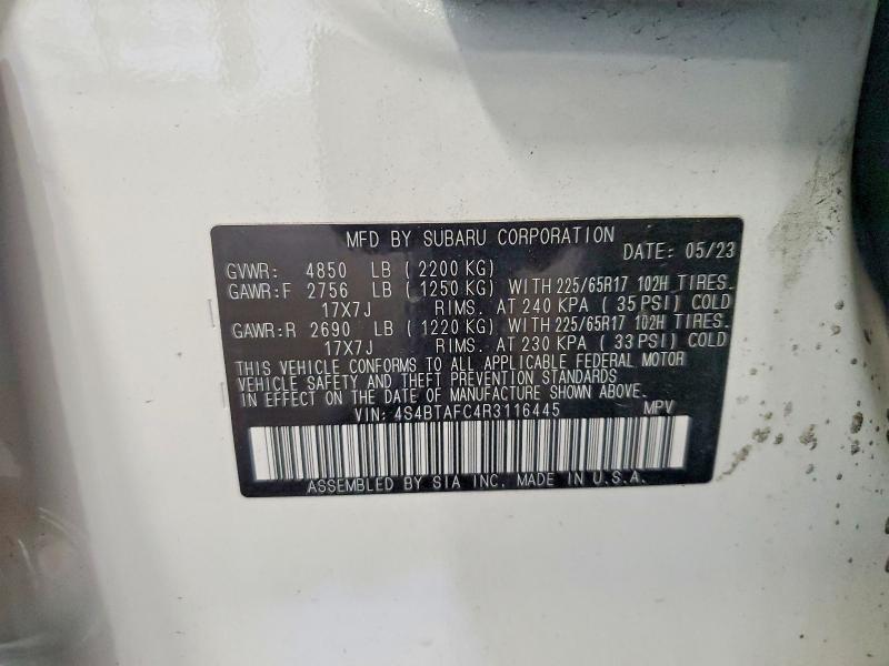 Продаж на аукціоні авто 2024 Subaru Outback, vin: 4S4BTAFC4R3116445, номер лоту: 46779356