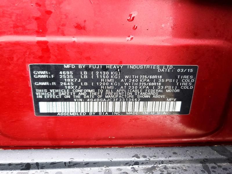 2015 Subaru Outback მანქანა იყიდება აუქციონზე, vin: 4S4BSAJC3F3313662, აუქციონის ნომერი: 48194086