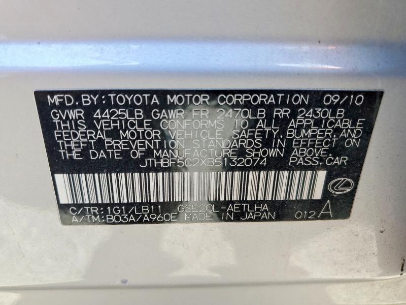 48535676 :رقم المزاد ، JTHBF5C2XB5132074 vin ، 2011 Lexus Is 250 مزاد بيع