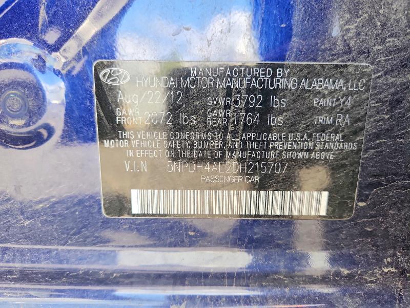 Продажа на аукционе авто 2013 Hyundai Elantra, vin: 5NPDH4AE2DH215707, номер лота: 50256896